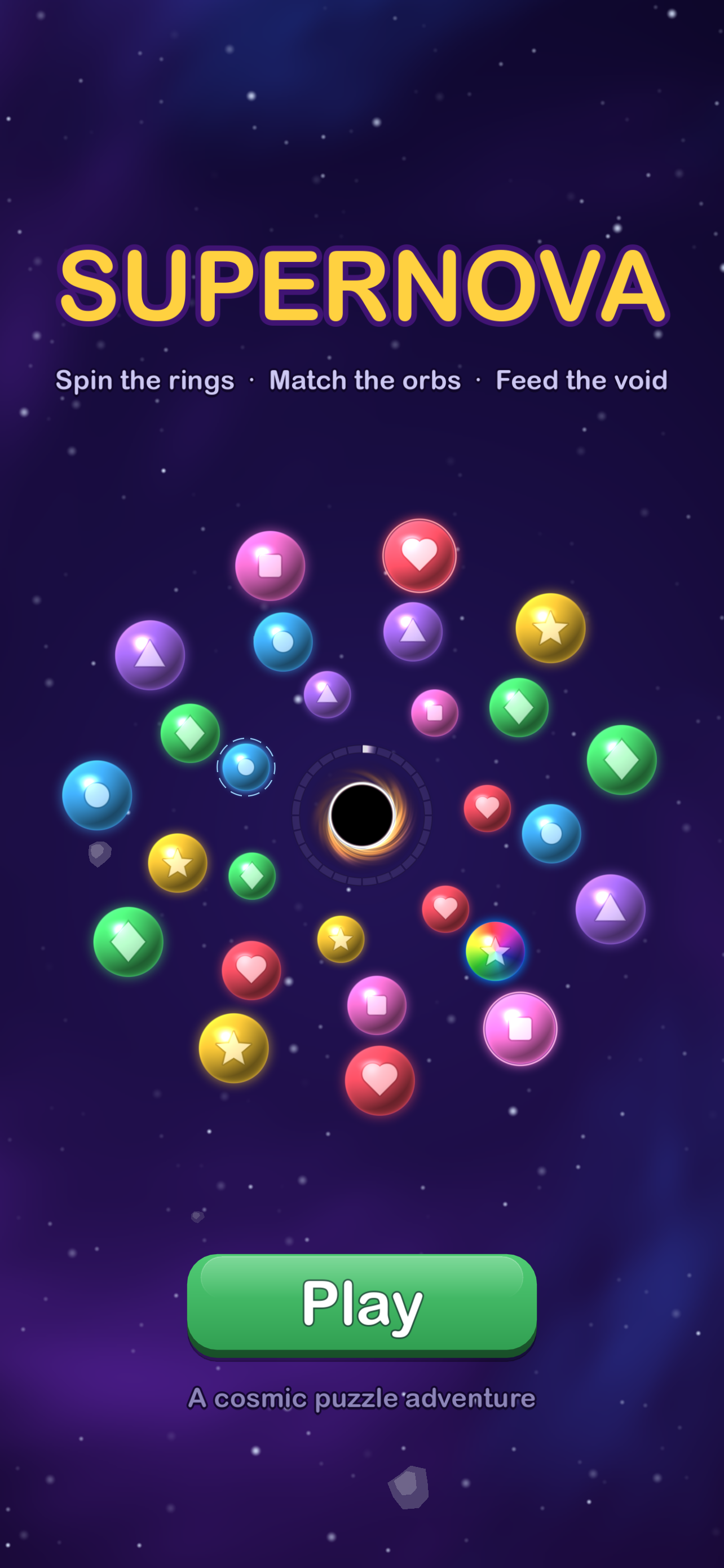 Spinning a ring lines up three red orbs, which glow ready to pop