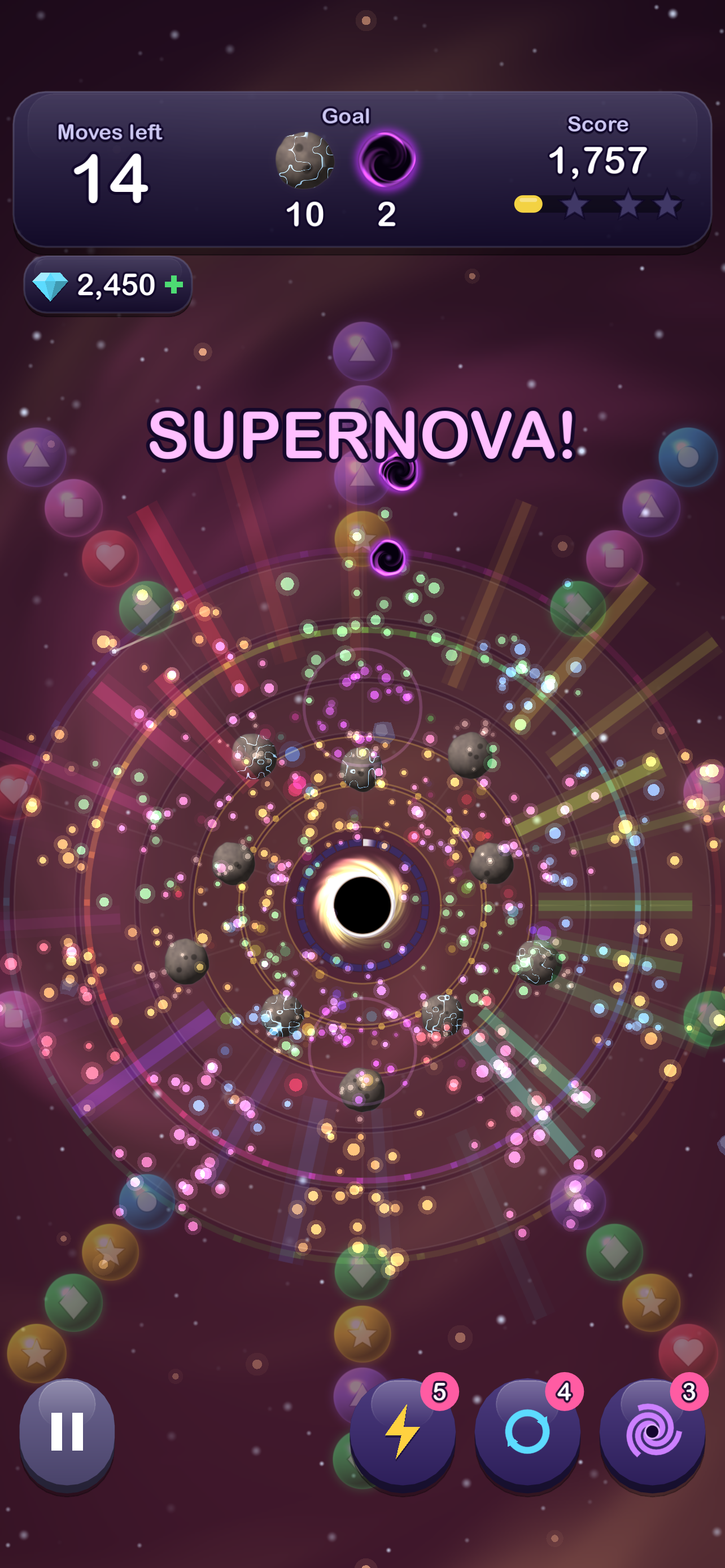 The matched orbs pop and score points