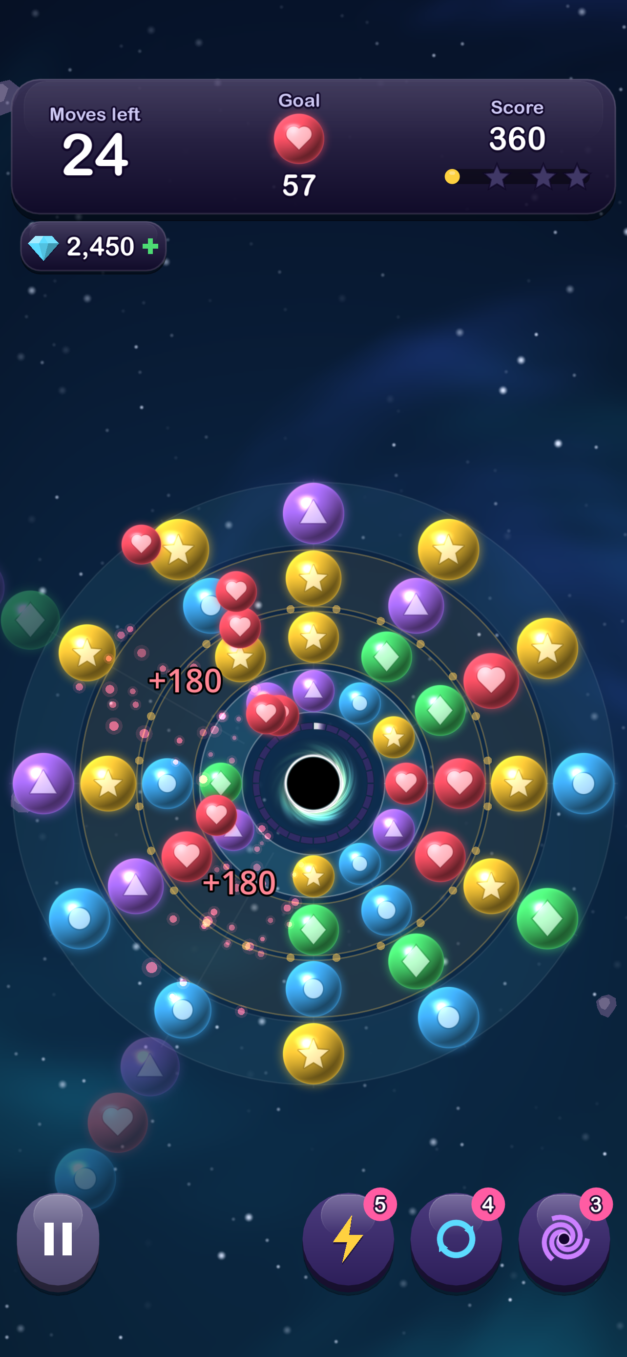 The galaxy map, with a banner for each new galaxy